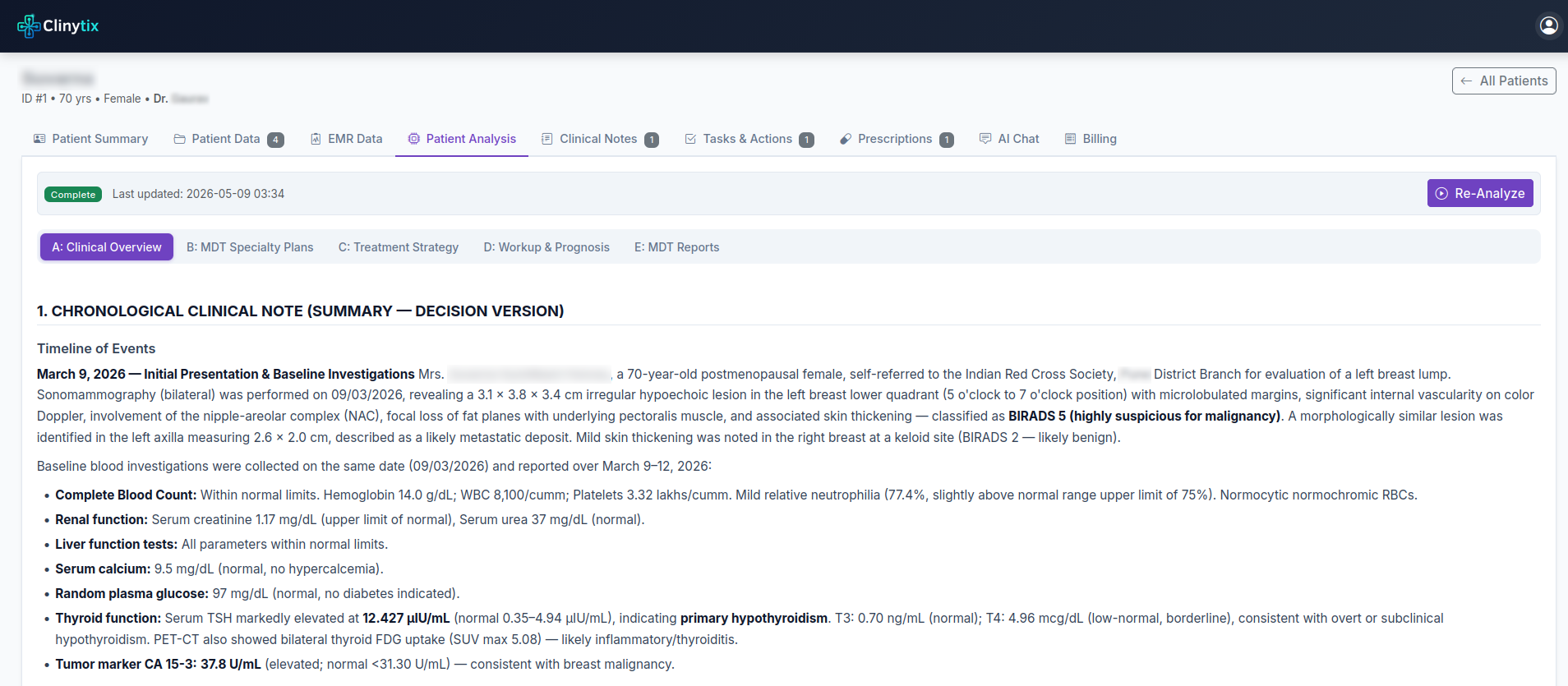 Clinytix CDSS Patient Workspace